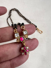 Gold polish black bead mangalsutra/tali style pendant chain-Silver Neckpiece-CI-House of Taamara