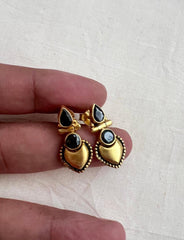 Gold polish black onyx studs-Earrings-CI-House of Taamara