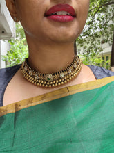 Gold polish black threaded thussi necklace-Silver Neckpiece-CI-House of Taamara