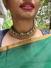 Gold polish black threaded thussi necklace-Silver Neckpiece-CI-House of Taamara