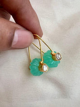 Gold polish blue chalcedony hangings-Earrings-CI-House of Taamara