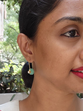 Gold polish blue chalcedony hangings-Earrings-CI-House of Taamara