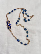 Gold polish blue kundan lotus side mope chain-Silver Neckpiece-CI-House of Taamara