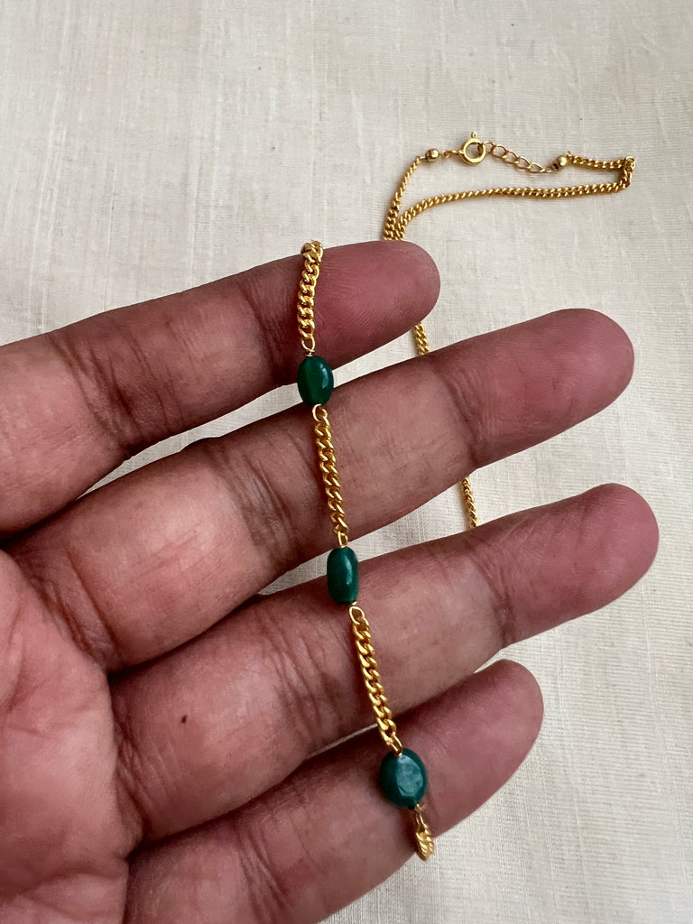 Emerald beads sale gold necklace