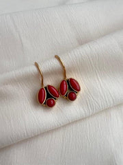 Gold polish coral hangings-Earrings-CI-House of Taamara