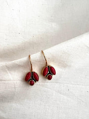 Gold polish coral hangings-Earrings-CI-House of Taamara