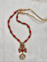 Gold polish coral pendant with nakash beads & coral chain-Silver Neckpiece-CI-House of Taamara