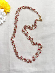 Gold polish corals & pearls chain-Silver Neckpiece-CI-House of Taamara