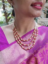Gold polish corals, pearls & gold beads three layer necklace-Silver Neckpiece-CI-House of Taamara
