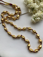Gold polish dholki beads mala-Silver Neckpiece-PL-House of Taamara