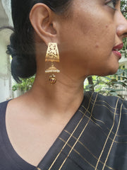 Gold polish earrings with pearls-Earrings-CI-House of Taamara