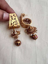 Gold polish earrings with pearls-Earrings-CI-House of Taamara