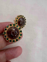 Gold polish emerald and labradorite stone studs-Earrings-CI-House of Taamara