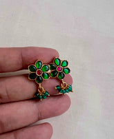 Gold polish emerald and ruby studs-Earrings-CI-House of Taamara