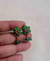Gold polish emerald and ruby studs-Earrings-CI-House of Taamara