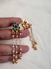 Gold polish emerald hangings-Earrings-CI-House of Taamara