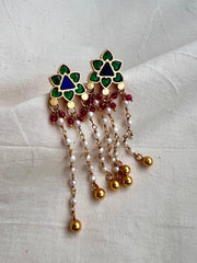 Gold polish emerald hangings-Earrings-CI-House of Taamara