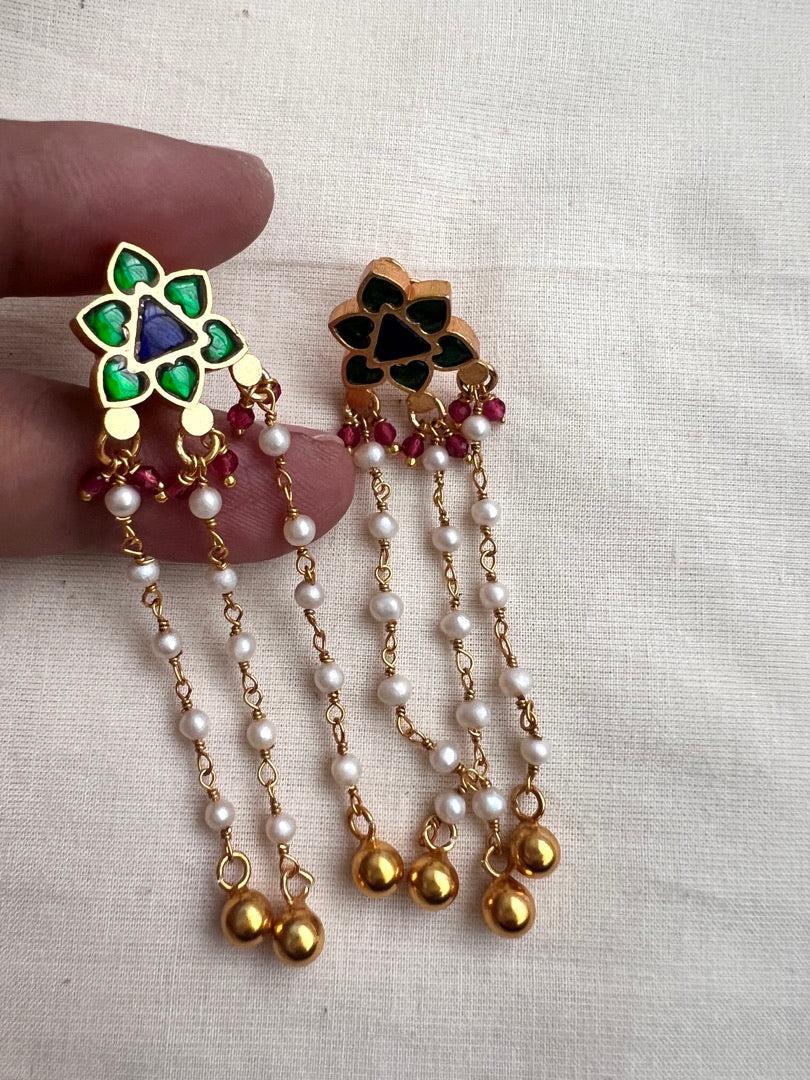 Gold polish emerald hangings-Earrings-CI-House of Taamara