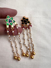 Gold polish emerald hangings-Earrings-CI-House of Taamara