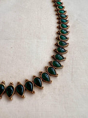 Gold polish green kemp small mango necklace-Silver Neckpiece-CI-House of Taamara