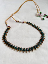 Gold polish green kemp small mango necklace-Silver Neckpiece-CI-House of Taamara