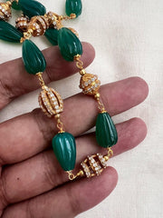 Gold polish green onyx and zircon stone beads chain-Silver Neckpiece-CI-House of Taamara
