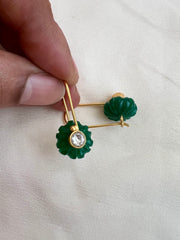 Gold polish green onyx hangings-Earrings-CI-House of Taamara