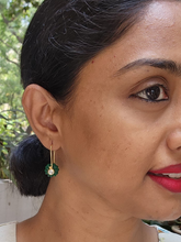 Gold polish green onyx hangings-Earrings-CI-House of Taamara