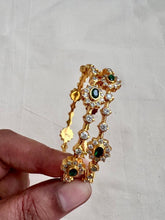 Gold polish green & zircon bangles, PAIR, 2.4-Silver Bracelet-CI-House of Taamara