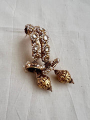 Gold polish half loop earrings with pearls-Earrings-CI-House of Taamara