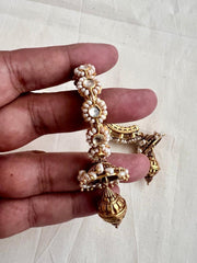 Gold polish half loop earrings with pearls-Earrings-CI-House of Taamara