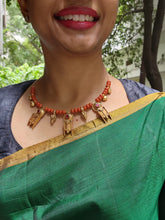 Gold polish hasli with coral beads and vintage tali style ruby motifs-Silver Neckpiece-CI-House of Taamara