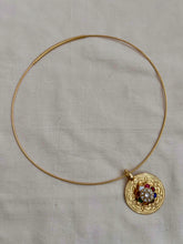Gold polish hasli with navrathana pendant-Silver Neckpiece-CI-House of Taamara