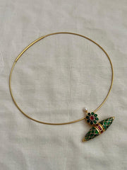 Gold polish hasli with ruby & emerald tawiz pendant-Silver Neckpiece-CI-House of Taamara