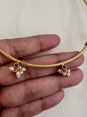 Gold polish hasli with ruby & pearls bunch-Silver Neckpiece-CI-House of Taamara