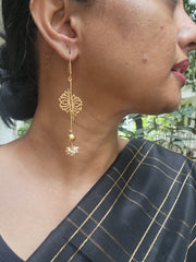 Gold polish hook earrings with pearls-Earrings-CI-House of Taamara