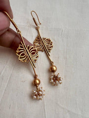 Gold polish hook earrings with pearls-Earrings-CI-House of Taamara