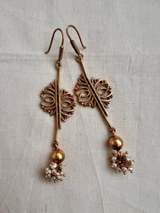 Gold polish hook earrings with pearls-Earrings-CI-House of Taamara