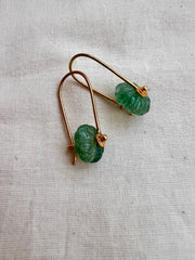 Gold polish jade bead hangings-Earrings-CI-House of Taamara