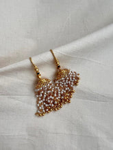 Gold polish jhumka with long pearls-Earrings-CI-House of Taamara