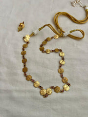 Gold polish kasumala necklace with earrings, SET-Silver Neckpiece-CI-House of Taamara