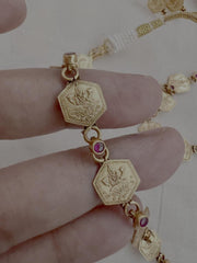 Gold polish kasumala necklace with earrings, SET-Silver Neckpiece-CI-House of Taamara