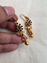 Gold polish kemp pink & green hook earrings-Earrings-CI-House of Taamara