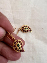 Gold polish kemp pink & green mango hook earrings-Earrings-CI-House of Taamara