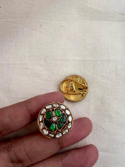 Gold polish kundan and emerald studs-Earrings-CI-House of Taamara