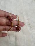 Gold polish kundan and ruby adjustable kada-Silver Bracelet-CI-House of Taamara