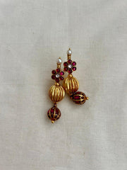 Gold polish kundan and ruby hangings-Earrings-CI-House of Taamara