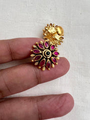 Gold polish kundan and ruby studs-Earrings-CI-House of Taamara