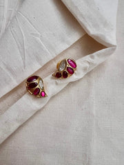 Gold polish kundan and ruby studs-Earrings-CI-House of Taamara