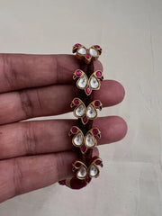 Gold polish kundan and ruby threaded bracelet-Silver Bracelet-CI-House of Taamara